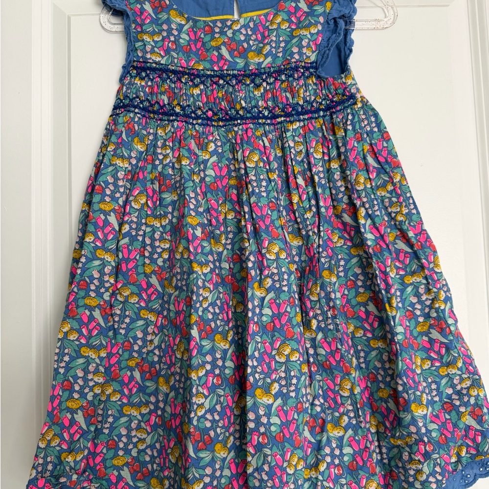 Mini Boden Floral Blue and Pink Kids Dress